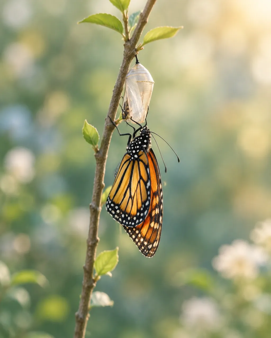 A butterfly newly emerged from its chrysalis