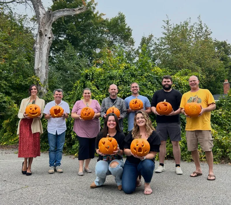 Chrysalis Recovery Center group at the annual pumpkin carving event in 2023
