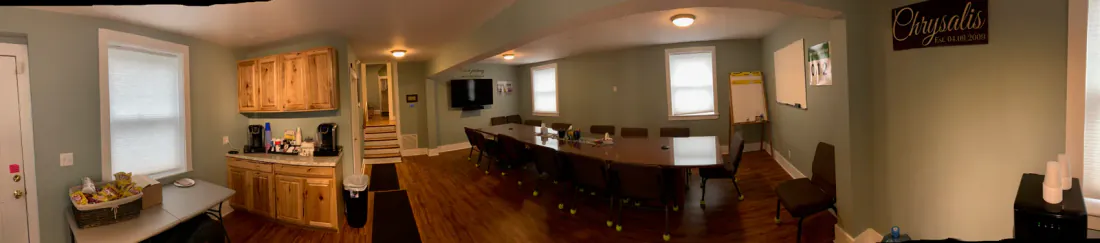Downstairs conference room at the Chrysalis Recovery Center office
