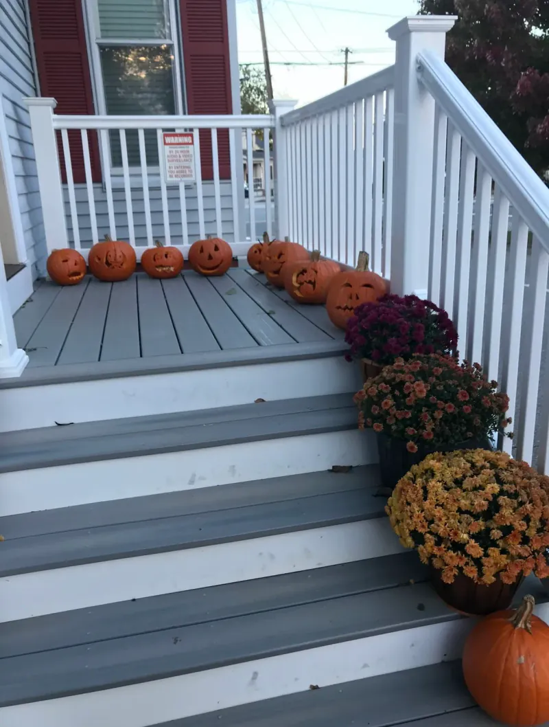 Welcome stairs at the Chrysalis Recovery Center office in fall