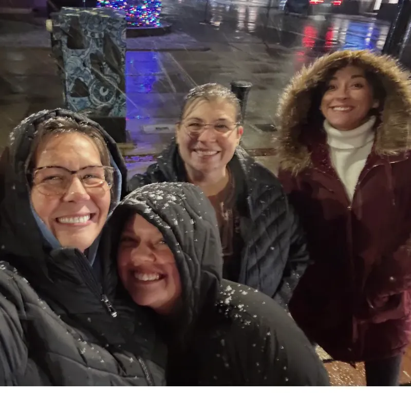 Chrysalis Recovery Center group walking to dinner in 2024