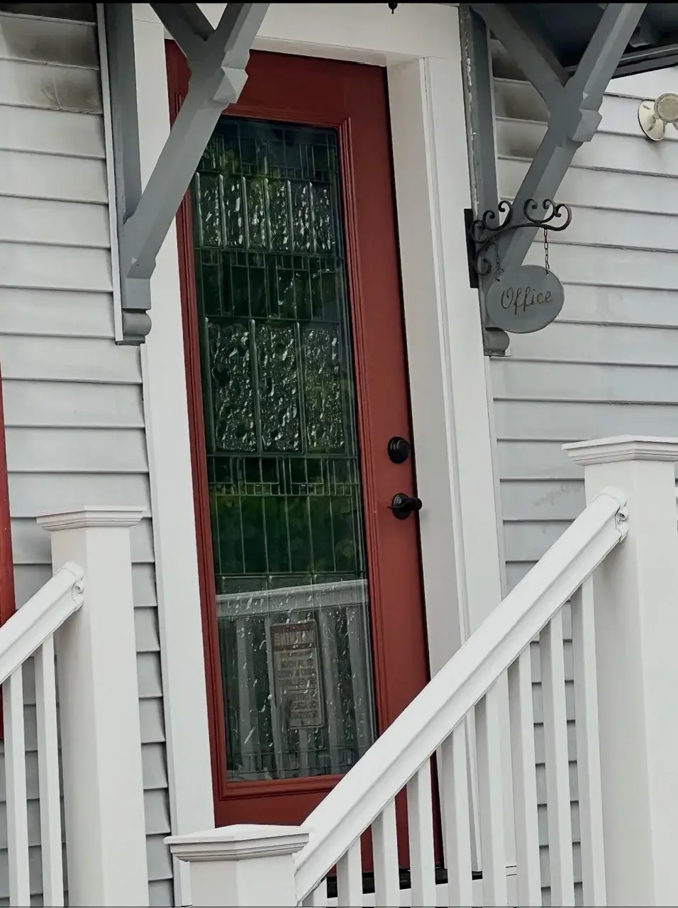 Client entry door with steps at the Chrysalis Recovery Center office in Concord, NH